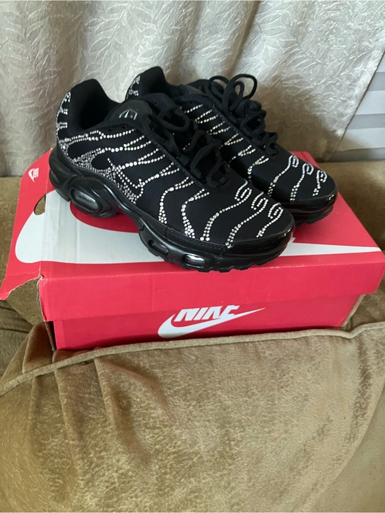 Nike Shoes - Nike Women's Black Sneaker with White Rhinestone Wave Detail